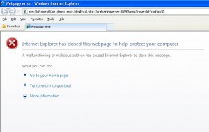 Internet Explorer has closed this webpage to help protect your computer