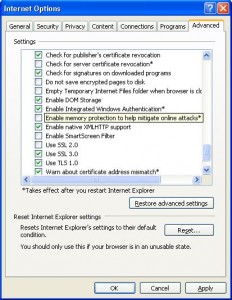 Uncheck Enable memory protection to help mitigate online attacks